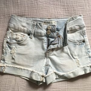 Girls Lightwash Distressed Denim Shorts by Mudd
